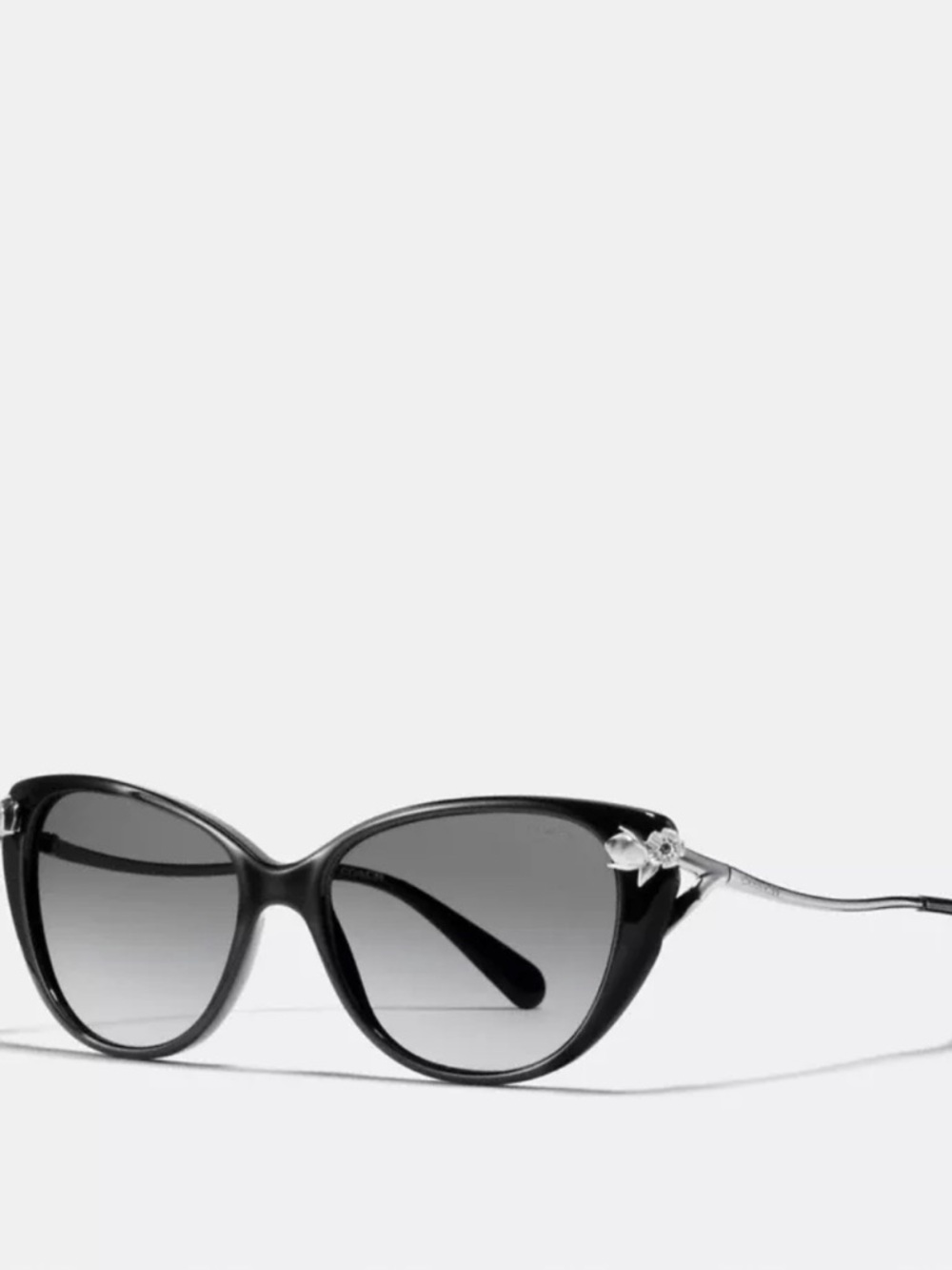 Coach Woman’s Black Tea Rose Sunglasses. Cat Eye Shape - Picture 13 of 14